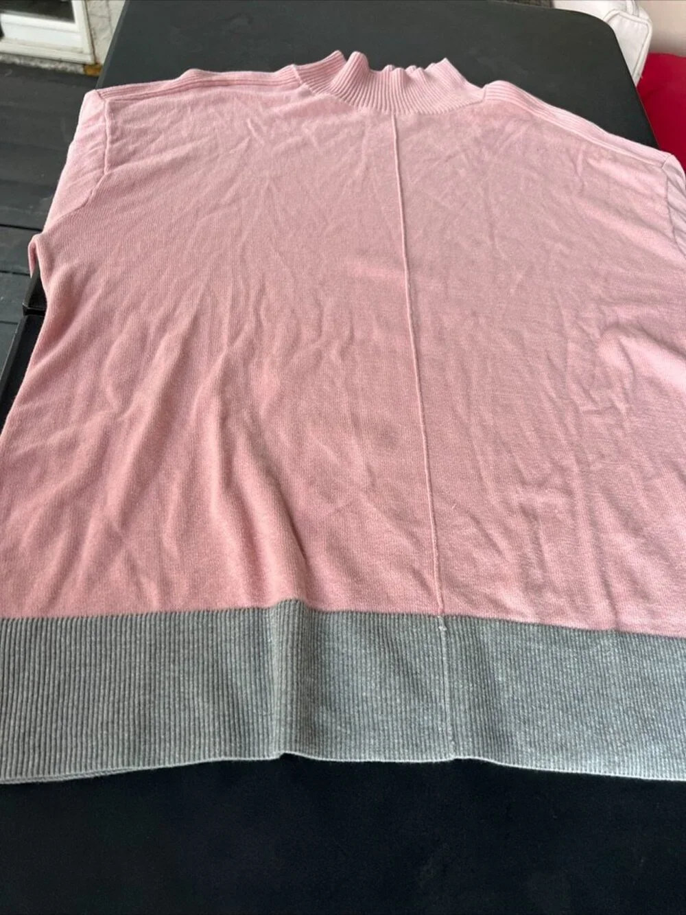 NWT Karen Scott 100% Cotton Sweater Sz XXL Pink w/ Grey Border